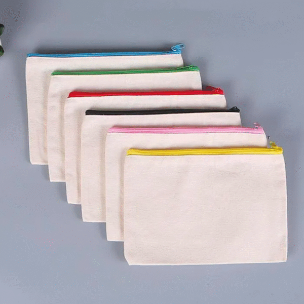 Trousse en toile de coton avec zip coloré