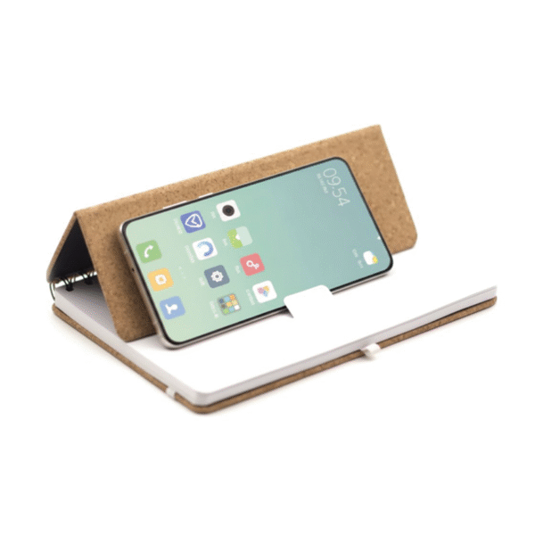 Carnet en liège avec support de téléphone