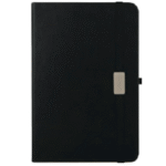Carnet de notes avec élastique de fermeture et plaque métallique personnalisable – Image 3