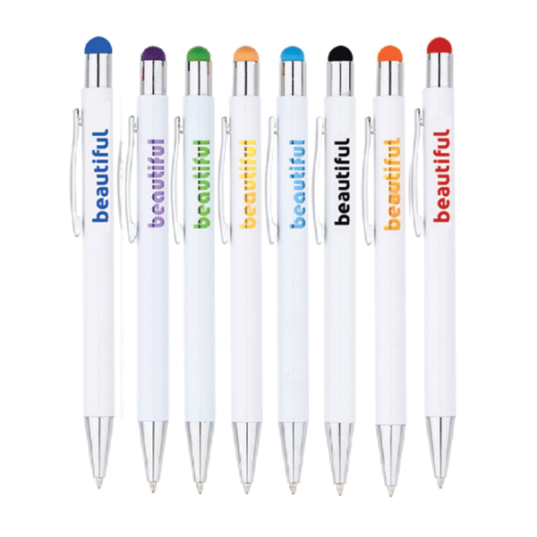 Stylo métal tactile coloré