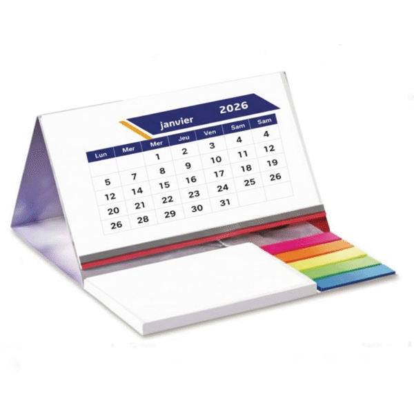 Calendrier de bureau avec post-it