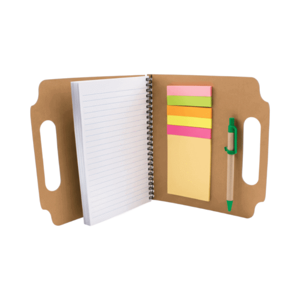 Bloc note écologique publicitaire avec spirale (stylo et Post-it)
