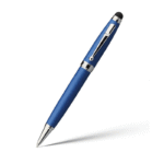 Stylo en métal bleu avec embout tactile noir – Image 2